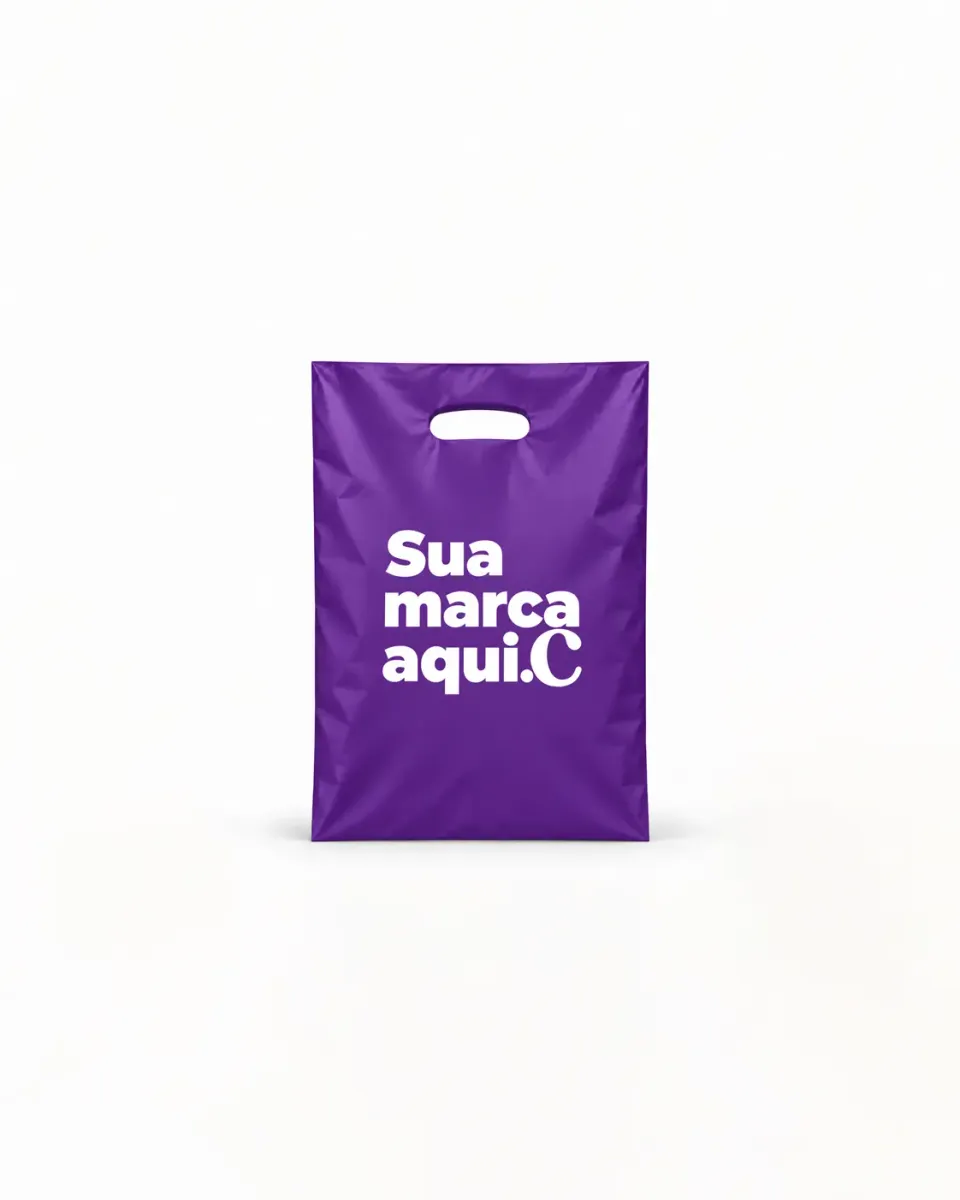 Sacola de Plástico Alça Vazada · Roxo Fosco · sem impressão