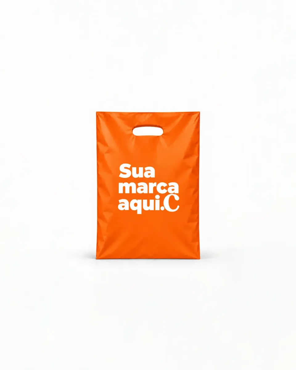 Sacola de Plástico Alça Vazada · Laranja Fosco · sem impressão