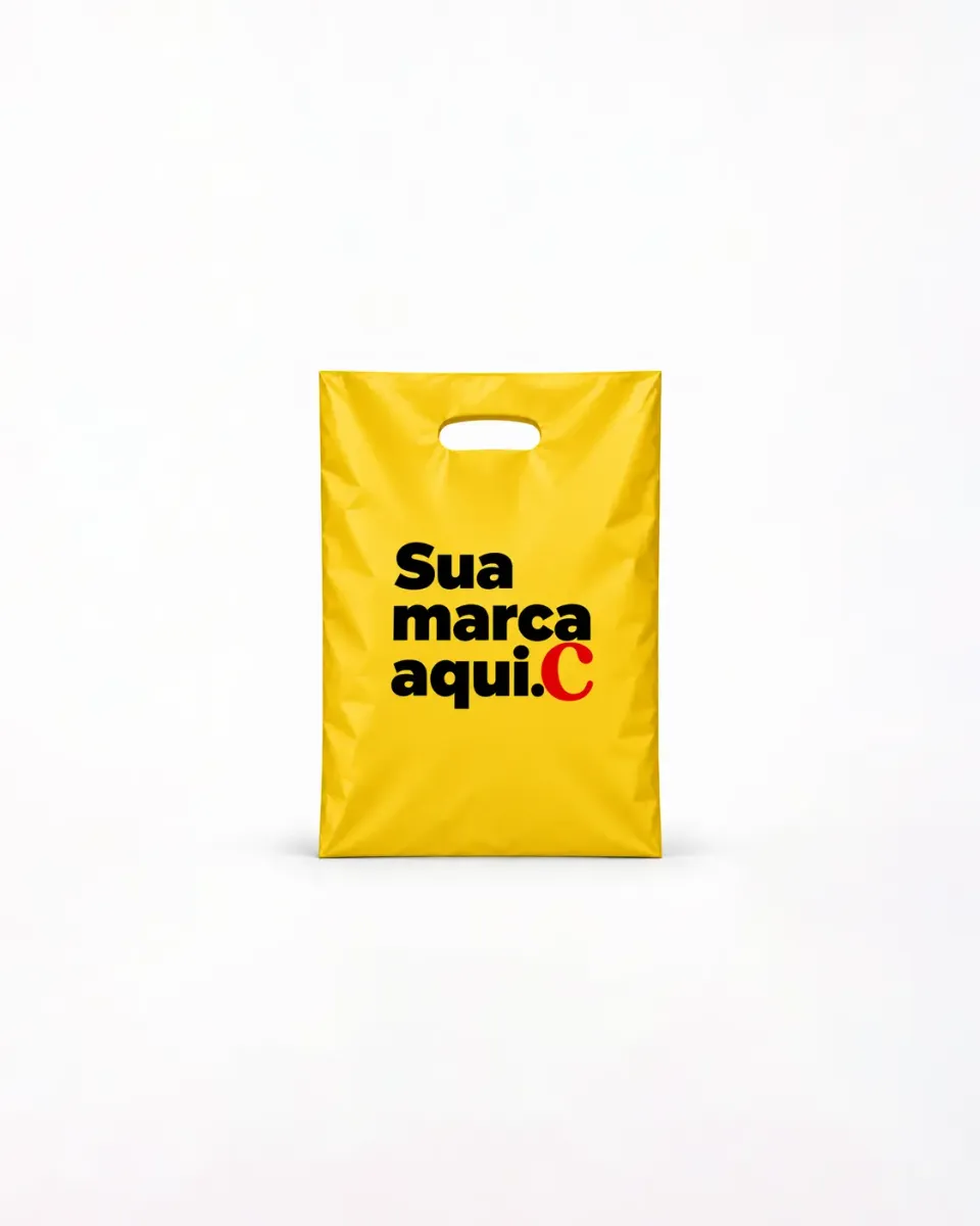 Sacola de Plástico Alça Vazada · Amarelo Fosco · sem impressão