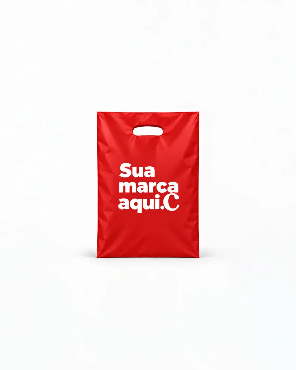 Sacola de Plástico Alça Vazada · Vermelho Fosco · sem impressão