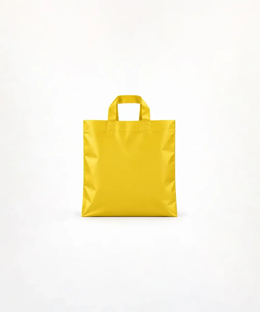 Sacola de Plástico Alça Fita · Amarelo Fosco · sem impressão